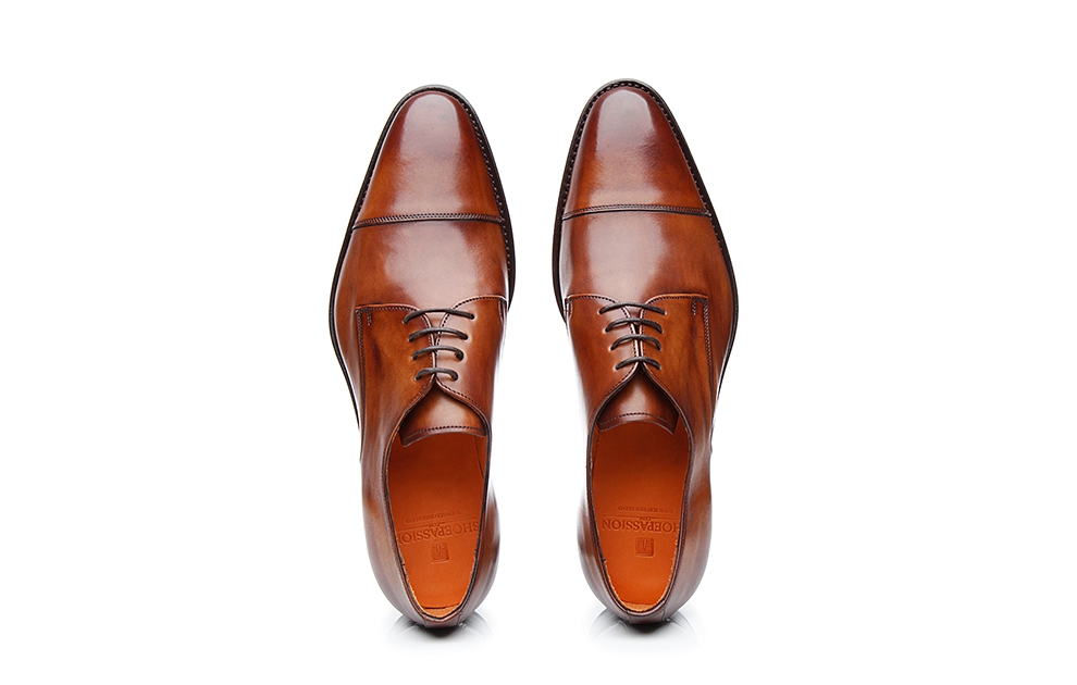 Rahmengenähter Captoe Derby in Nussbraun