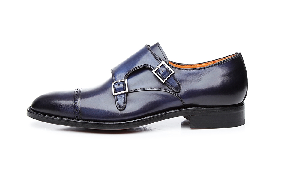 Rahmengenähter DoppelMonkstrap in Blau