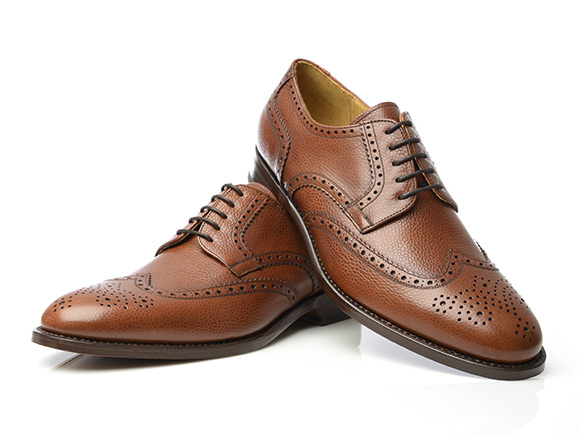 Goodyear-welted Full-Brogue Derby in brown