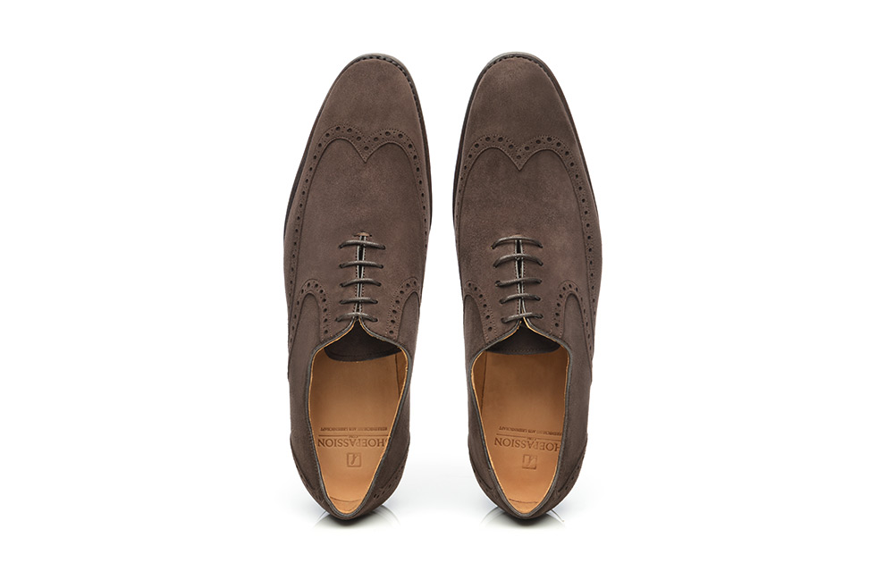 Modell No 576 Rahmengenahter Velours Full Brogue Oxford In Dunkelbraun