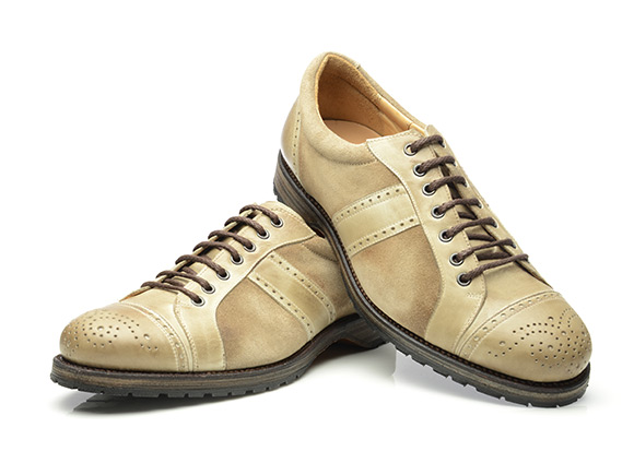 SHOEPASSION.com –Élégant sneaker cousu Goodyear en champagne