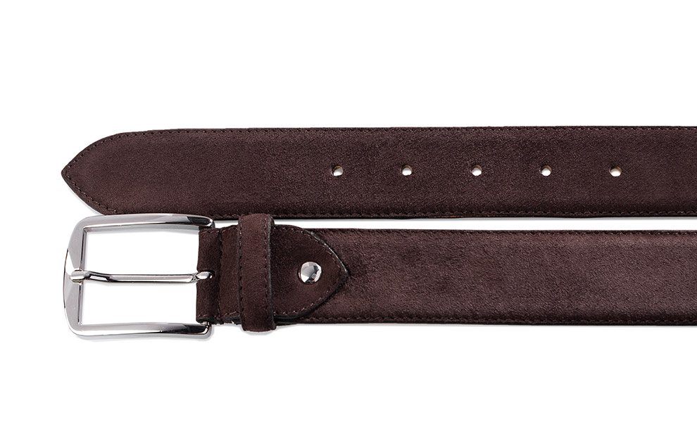 Men’s Suede Belt in dark brown